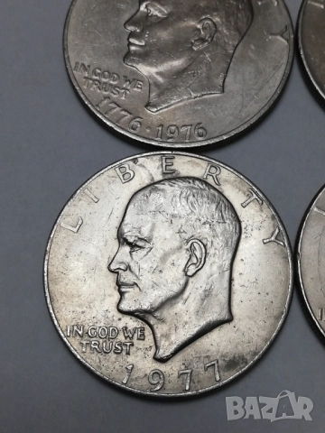 лот от 6 монети 1 долар Айзенхауер 1972,76,77 г., снимка 6 - Нумизматика и бонистика - 52587741