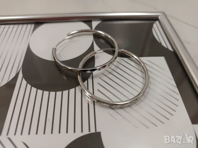 Сребърни обеци, кръгли обеци 4см, снимка 3 - Обеци - 50031579
