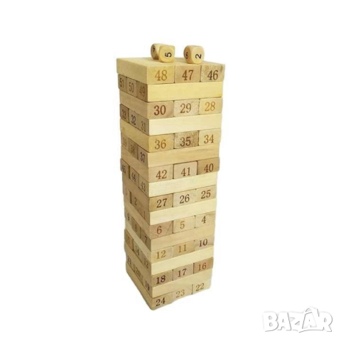 Кула от дървени блокчета – Образователна игра с 51 части, снимка 6 - Образователни игри - 52056166