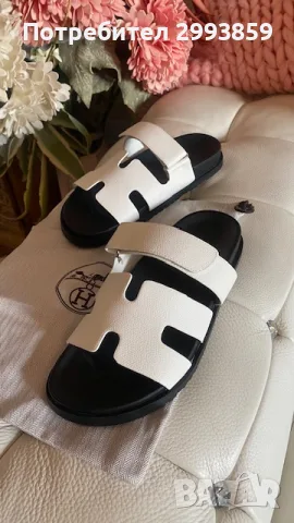 HERMES CHYPRE sandals 36-38.5 сандали ЕРМЕС бели, снимка 2 - Чехли - 55740466
