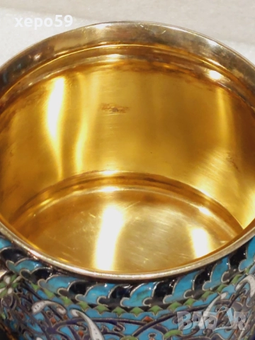 RRR. Сребърен 88 подстакан,изработен от руски ювелир( И.П.Хлебников поставчик императорского двора), снимка 13 - Антикварни и старинни предмети - 52826483