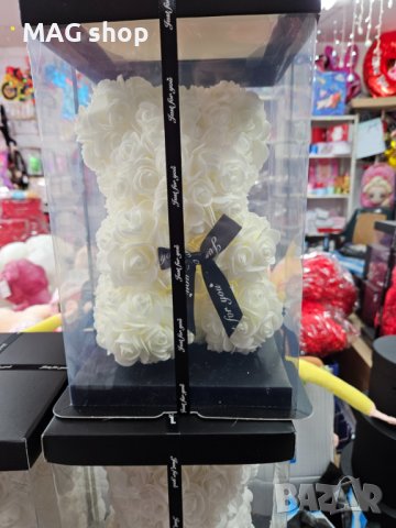 ПРОМО! ЛУКСОЗНО Мече от вечни рози Подарък за Свети Валентин 8 Март, снимка 5 - Декорация за дома - 44273641