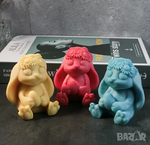 Молд заек с венец от цветя 