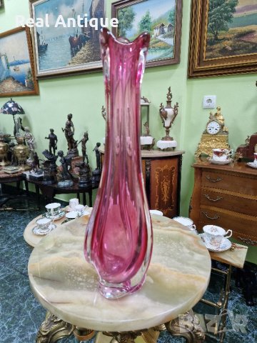 Уникална много красива антикварна белгийска кристална ваза Val Saint Lambert , снимка 1 - Вази - 44303817