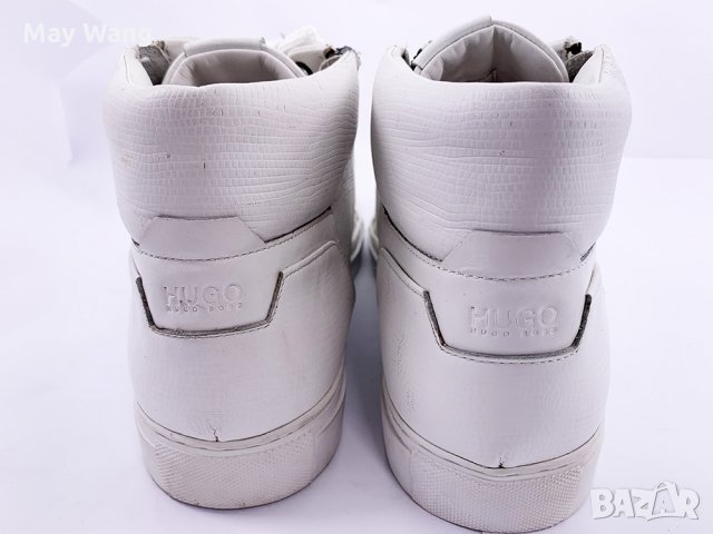 Мъжки високи кецове Hugo Boss, от естествена кожа,  46, 30.5cm, Бял, снимка 7 - Кецове - 32186688
