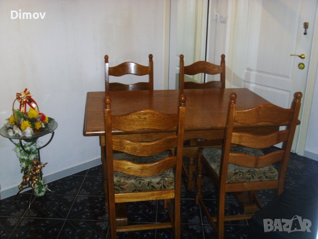 Маса с 4 стола, масив. Внос., снимка 2 - Маси - 37766221