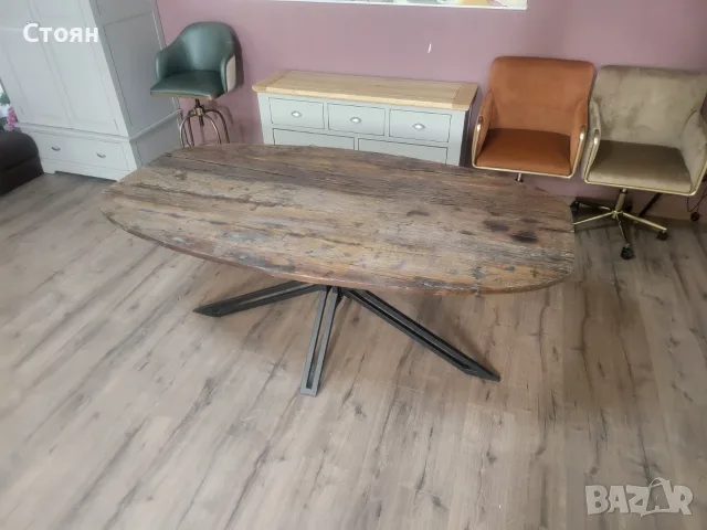 Дървена трапезна маса от тъмно дърво, снимка 4 - Маси - 56507348