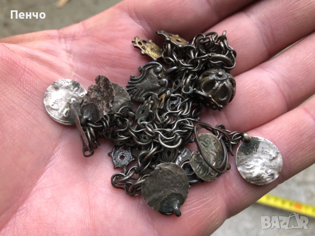 старинен, възрожденски сребърен накит/сокай, прочелник/ - сребро, сачан, снимка 7 - Антикварни и старинни предмети - 40608617