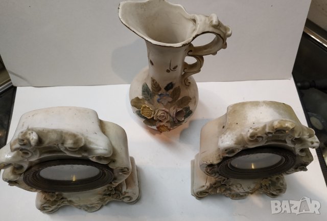 Стар порцеланов часовник, снимка 5 - Стенни часовници - 29678665