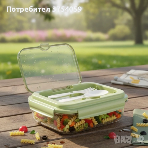 Кутия за обяд Cheffinger с 3 отделения, с включени вилица и лъжица – практично решение за храна 