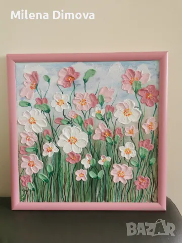 Картина с акварелни бои и структурна паста 