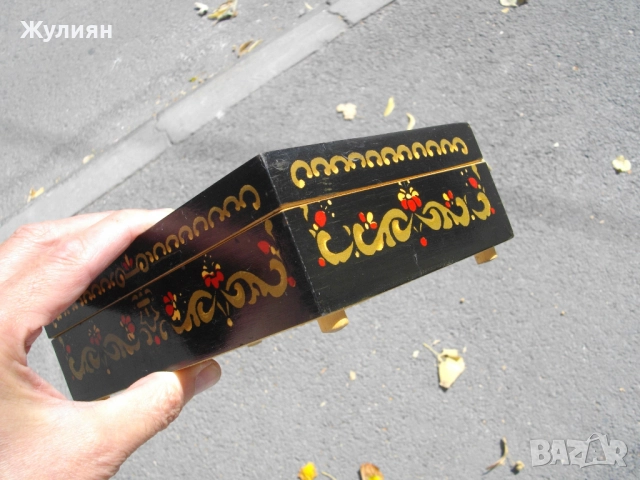 СТАРА РЪЧНО РИСУВАНА КУТИЯ ЗА БИЖУТА СССР, снимка 6 - Антикварни и старинни предмети - 51550823