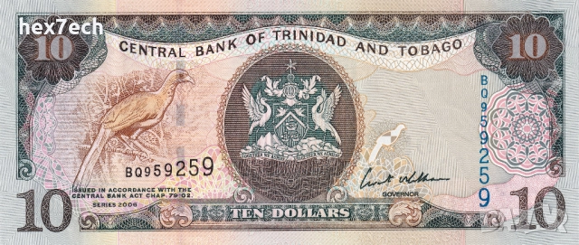 ❤️ ⭐ Тринидад и Тобаго 2006 10 долара UNC нова ⭐ ❤️, снимка 2 - Нумизматика и бонистика - 52810876