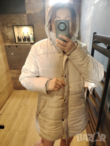 ИЗГОДНО! ДАМСКО БЕЖОВО ЗИМНО ЯКЕ Л/ХЛ, снимка 2 - Якета - 52510589