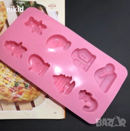 Джинджифилово човече ръкавица шапка бастун елха силиконов молд шоколад фондан гипс сапун коледен, снимка 2 - Форми - 30733510