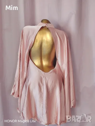 M/L Розова, сатенена много ефектна рокля / перелина /