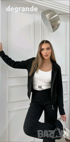 Комплект с камъчета 3 части ЗЕЛЕНО СИВО ЧЕРНО БЕЖОВО