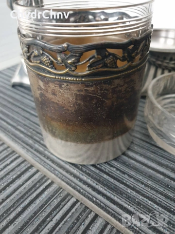 WMF комплект за пиене-пушене/стар ВМФ посребрен фигурален Арт Нуво комплект/чаши-пепелник-кибритник, снимка 12 - Антикварни и старинни предмети - 53950791