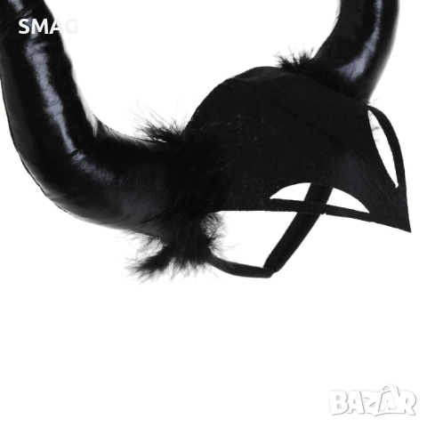Диадема Halloween с черни сатенени рога и пера_1256038, снимка 3 - Други - 52131898