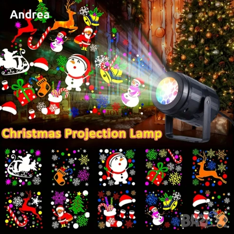 Коледен LED прожектор с 16 празнични приставки, снимка 2 - Прожектори - 51954698