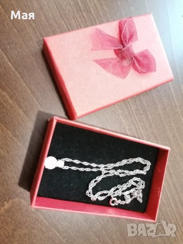 Сребърно колие с висулка с два камъка цирконий, снимка 5 - Колиета, медальони, синджири - 32132502