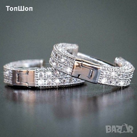 Bling Bling обеци халки с камъни Хип Хоп - 2 Модела, снимка 4 - Обеци - 31532225