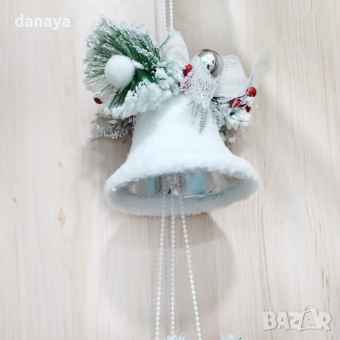 6247 Голяма висяща коледна украса Бели камбанки, 100 см, снимка 8 - Декорация за дома - 52740271