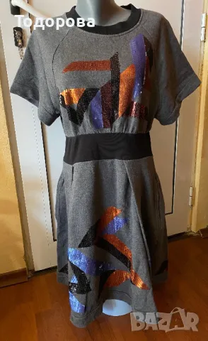 Рокля Justcavalli сива с пайети