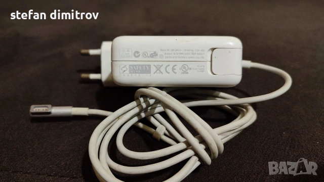 Оригинално Зарядно за MacBook, Apple 220v Magsafe 1 Charger A1344 60w, Бял, снимка 3 - Лаптоп аксесоари - 53225154