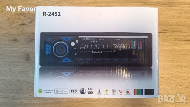Авторадио R-2452 1-DIN с Bluetooth, USB, FM/AM, AUX и microSD