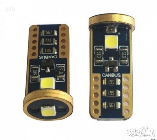 Диодни крушки, 2бр. диодни крушки, T10, 12V, 6000K, бял