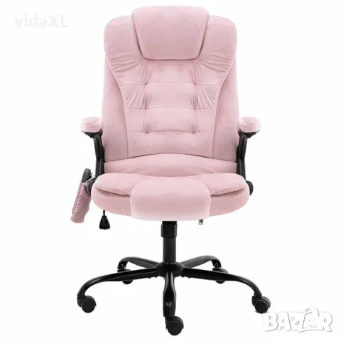 vidaXL Масажиращ офис стол, розов, кадифе（SKU: 20574）, снимка 2 - Масажори - 56110106
