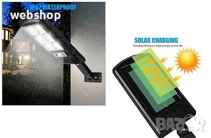 Комплект от 2 Броя LED Соларна лампа COB със сензор за движение и дистанционно, снимка 4 - Соларни лампи - 42826410