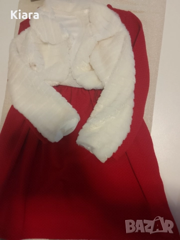 Детска рокля 116 с подарък бяло пухкаво болеро, снимка 3 - Детски рокли и поли - 52662020