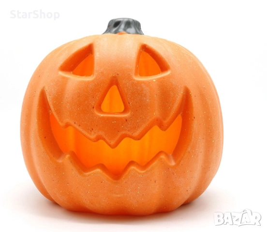 Комплект от 2 светещи тиквени фенера за Хелоуин, многоцветна светлина