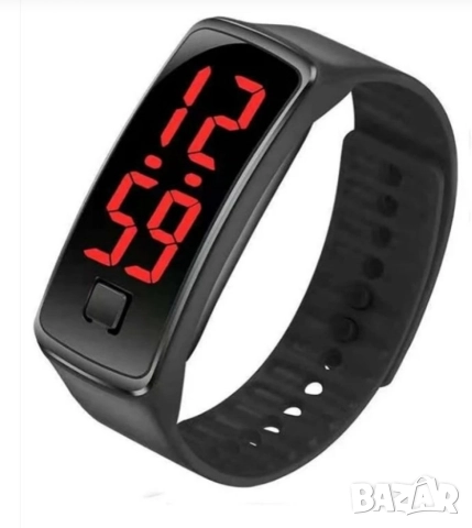Спортен унисекс LED часовник-гривна бърз бутон за управление ЧЕРЕН", снимка 3 - Гривна - 52721151
