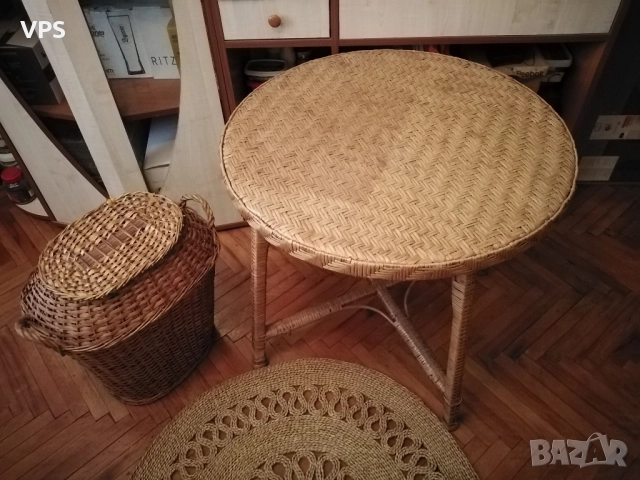 Плетени ратанова маса и нова рогозка, снимка 2 - Градински мебели, декорация  - 51898872