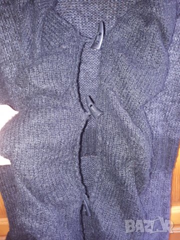 Сиво – черна жилетка плетиво размер Л, снимка 3 - Жилетки - 37989008