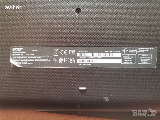 Acer Aspire a315-35-c9x9 15.6" UHD Graphics Celeron N4500 8GB RAM 128GB SSD  работещ на части, снимка 7 - Лаптопи за дома - 42890652