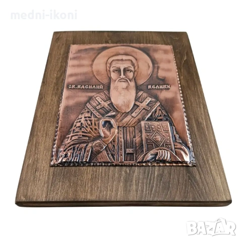 ГОЛЯМА МЕДНА ИКОНА СВЕТИ ВАСИЛИЙ ВЕЛИКИ, снимка 3 - Икони - 54300736