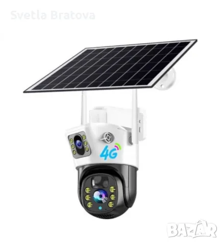 Соларна двойна камера за видеонаблюдение, слот за сим карта 4G 3K Ultra HD 30403780