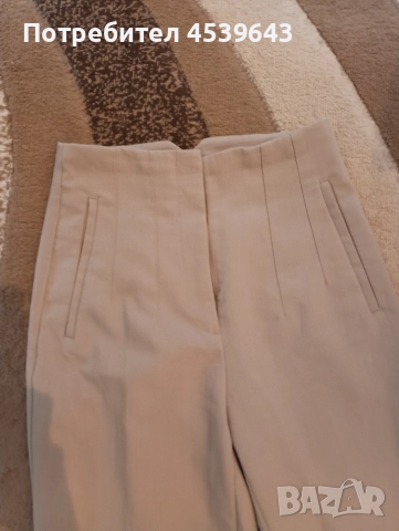 Елегантен дамски панталон на ZARA в бежов цвят, снимка 2 - Панталони - 52860460