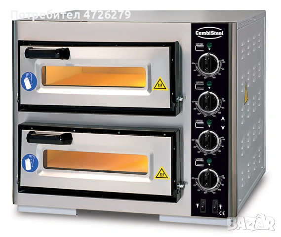 Пица фурна на ток, двойна, 2 x 1 пици, 630 мм, 7 kW, 400V