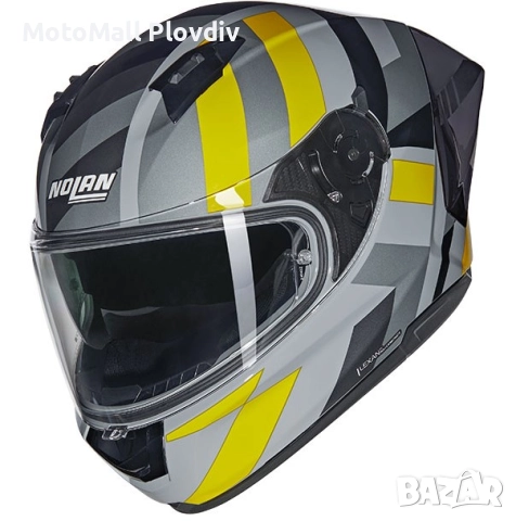 Каска Nolan N60-6 Sport Dinamico 344 Gray Yellow Black – Гланц ECE 22.06, снимка 3 - Аксесоари и консумативи - 51894289