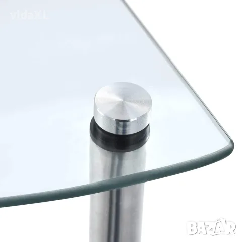 vidaXL Етажерка с 4 рафта, прозрачна, 30x30x100 см, закалено стъкло, снимка 4 - Етажерки - 56146415