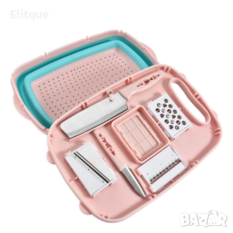 Кухненски къмпинг комплект 9в1 DEOUNY, мултифункционална дъска със сгъваем гевгир с кутия и аксесоар, снимка 5 - Други стоки за дома - 52905032