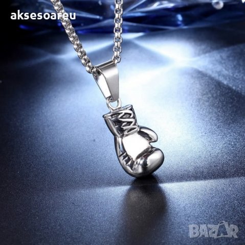 Колие боксова ръкавица верига от неръждаема стомана боксьорска ръкавица за мъже мъжки хип-хоп спортн, снимка 17 - Колиета, медальони, синджири - 38291213