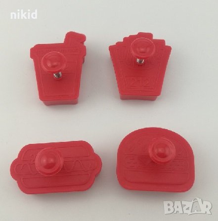 4 бр Хамбургер Бургер Сок Картофи фаст фууд храна пластмасови резци с бутало форми резец форма, снимка 2 - Форми - 30523284