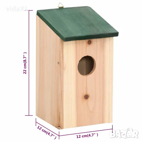 vidaXL Къщички за птички, 8 бр, дървени, 12x12x22 см, снимка 7 - За птици - 56146536
