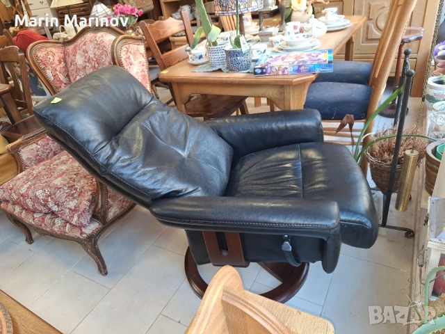 Кожено релакс кресло , снимка 3 - Дивани и мека мебел - 52077633